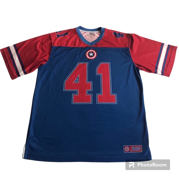 Marvel Other - Marvel Jersey Pullover Short Sleeve Men’s Size L (42-44) color Red/Blue V-Neck